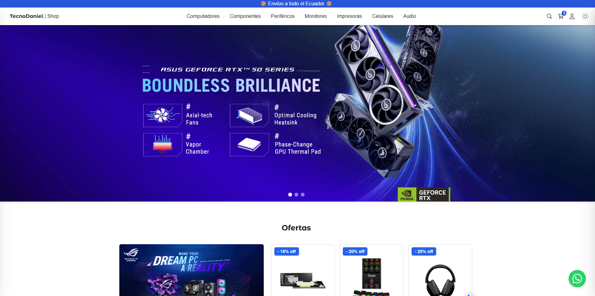 Vista del e-commerce TecnoDaniel tienda online de computadores